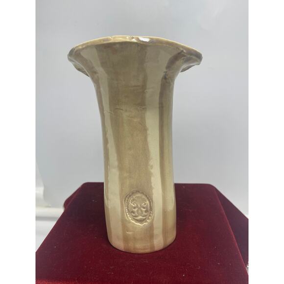 Vintage Handmade Ceramic Flower Vase NC Dogwood Floral unique top Marked - Picture 4 of 10